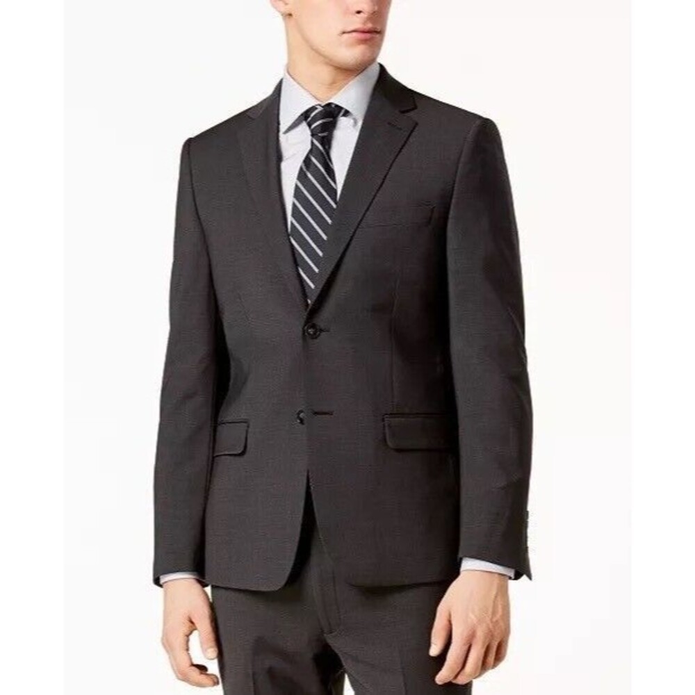 Calvin Klein Men's Suit Jacket Gray Skinny-Fit Extra Slim Infinite Stretch 40L